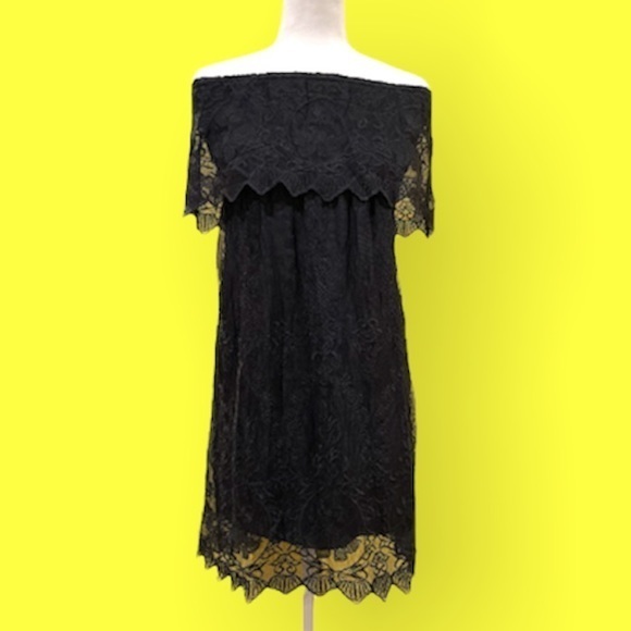 Express Dresses & Skirts - Express‎ Black Lace Overlay Open Back Dress Medium